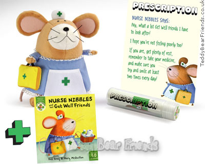 Nurse Nibbles plus Whos Poorly Too Book Get Well Friends Soft Toy